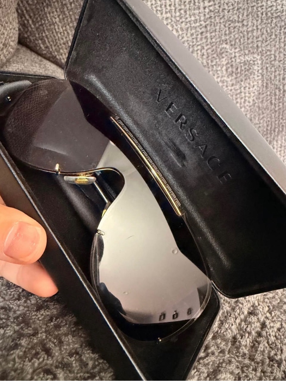 Versace Black Lensed Aviator Sunglasses